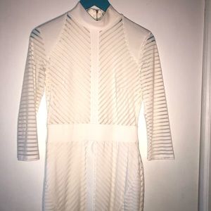 White Striped Dress with Long Sleeve Dress